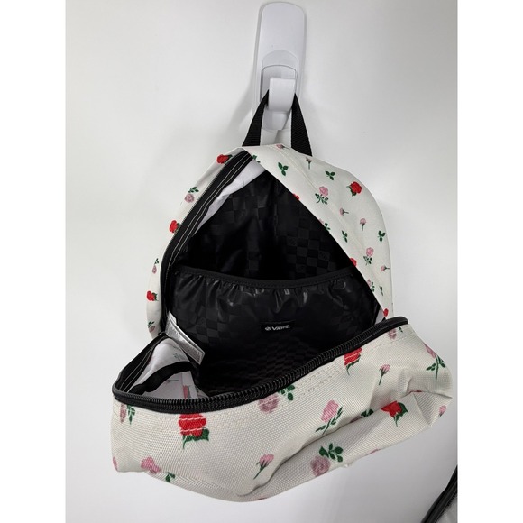 Vans Old Skool Classic Backpack White‎ Rose Floral Print Laptop Travel Bag main image 7